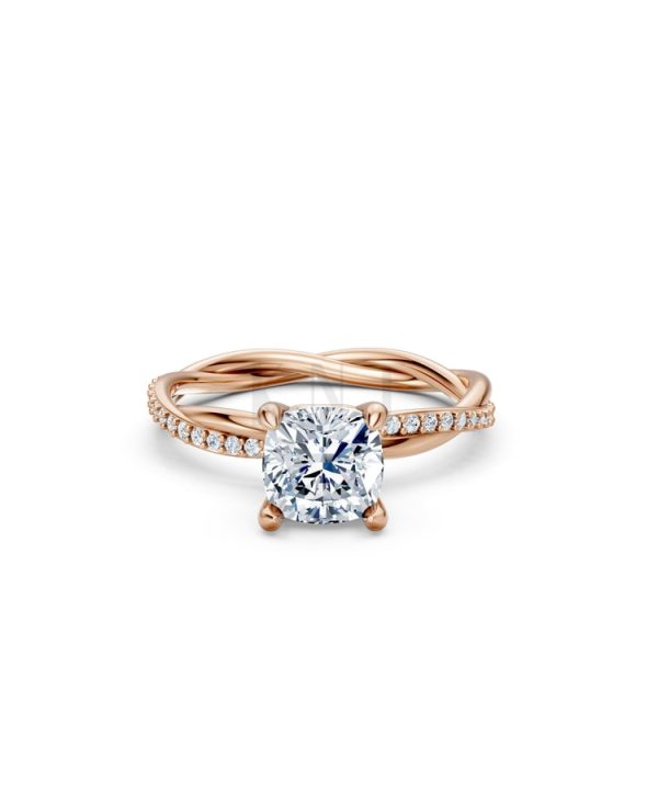 Nhẫn đính hôn đá Moissanite RM3 vàng hồng Rose Gold thiết kế đối xứng, phong cách, ấn tượng