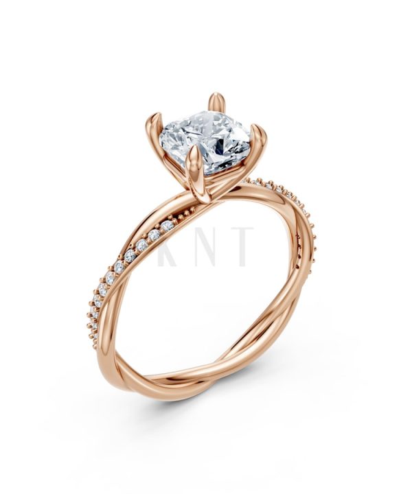 Nhẫn đính hôn đá Moissanite RM3 vàng hồng Rose Gold họa tiết ấn tượng, cá tính