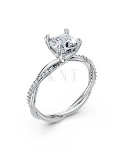 Nhẫn đính hôn đá Moissanite RM3 vàng trắng White Gold kiểu dáng hiện đại, nổi bật