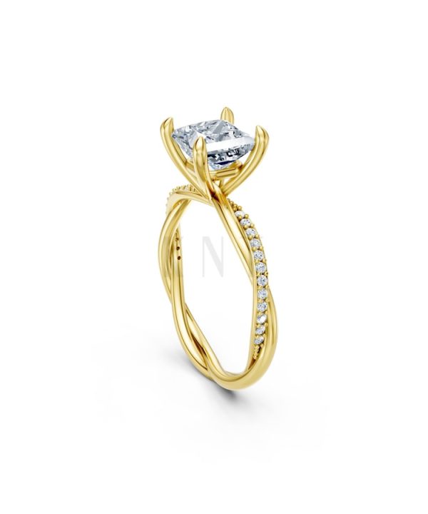 Nhẫn đính hôn đá Moissanite RM5 Vàng Gold vàng 10K/14K/18K/607 cao cấp, thanh lịch