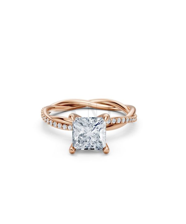 Nhẫn đính hôn đá Moissanite RM5 vàng hồng Rose Gold thiết kế đối xứng, phong cách, ấn tượng