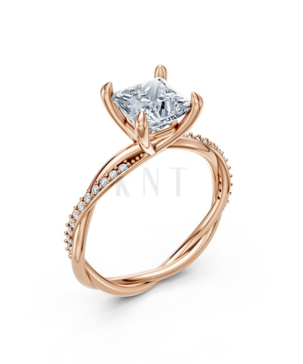 Nhẫn đính hôn đá Moissanite RM5 vàng hồng Rose Gold họa tiết ấn tượng, cá tính