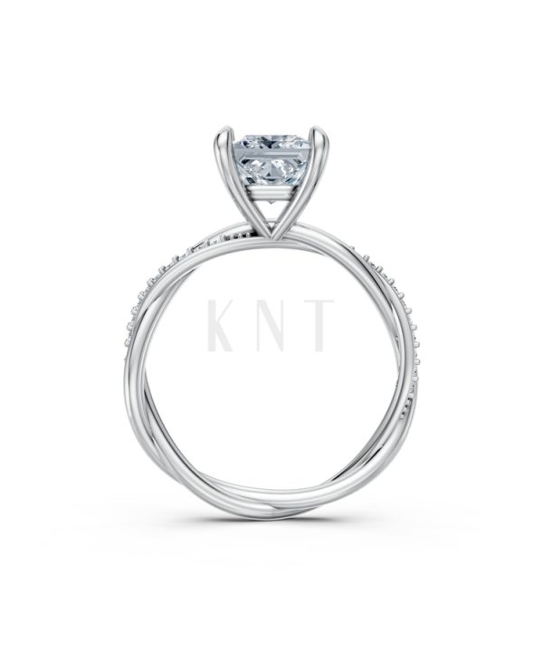 Nhẫn đính hôn đá Moissanite RM5 vàng trắng White Gold kiểu dáng cá tính, hiện đại