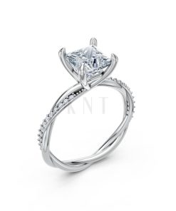 Nhẫn đính hôn đá Moissanite RM5 vàng trắng White Gold kiểu dáng hiện đại, nổi bật