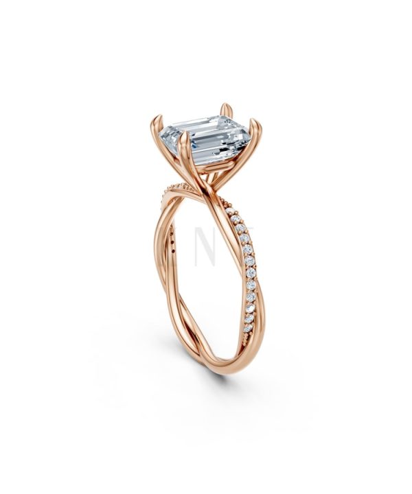 Nhẫn đính hôn đá Moissanite RM6 – AUBREY vàng hồng Rose Gold phong cách trẻ trung, nổi bật