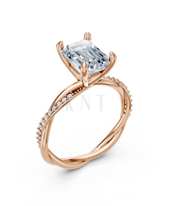 Nhẫn đính hôn đá Moissanite RM6 – AUBREY vàng hồng Rose Gold họa tiết ấn tượng, cá tính