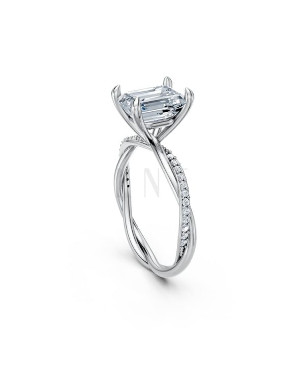 Nhẫn đính hôn đá Moissanite RM6 – AUBREY vàng trắng White Gold vàng sáng, đường nét sắc sảo, tinh tế
