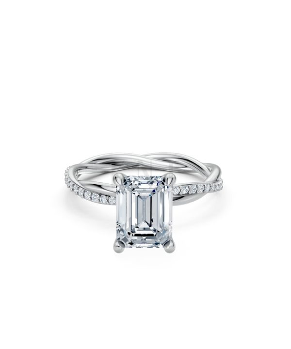 Nhẫn đính hôn đá Moissanite RM6 – AUBREY vàng trắng White Gold thiết kế trẻ trung, hiện đại