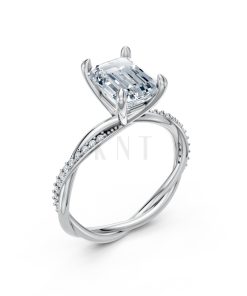 Nhẫn đính hôn đá Moissanite RM6 – AUBREY vàng trắng White Gold kiểu dáng hiện đại, nổi bật