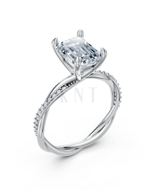 Nhẫn đính hôn đá Moissanite RM6 – AUBREY vàng trắng White Gold kiểu dáng hiện đại, nổi bật