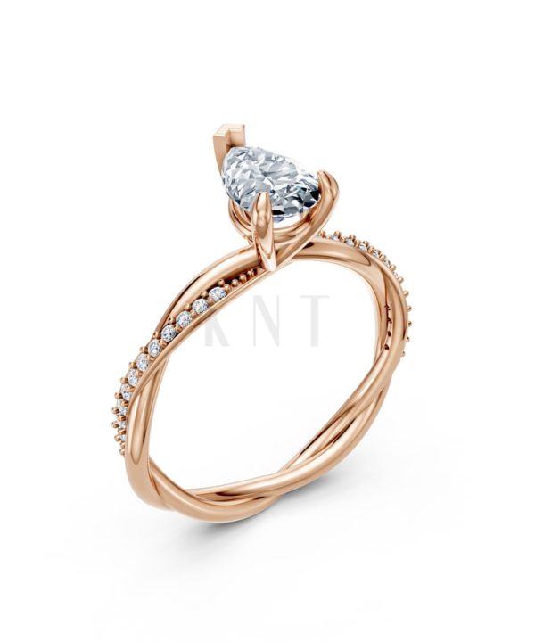 Nhẫn đính hôn đá Moissanite RM7 – AUBREE vàng hồng Rose Gold họa tiết ấn tượng, cá tính