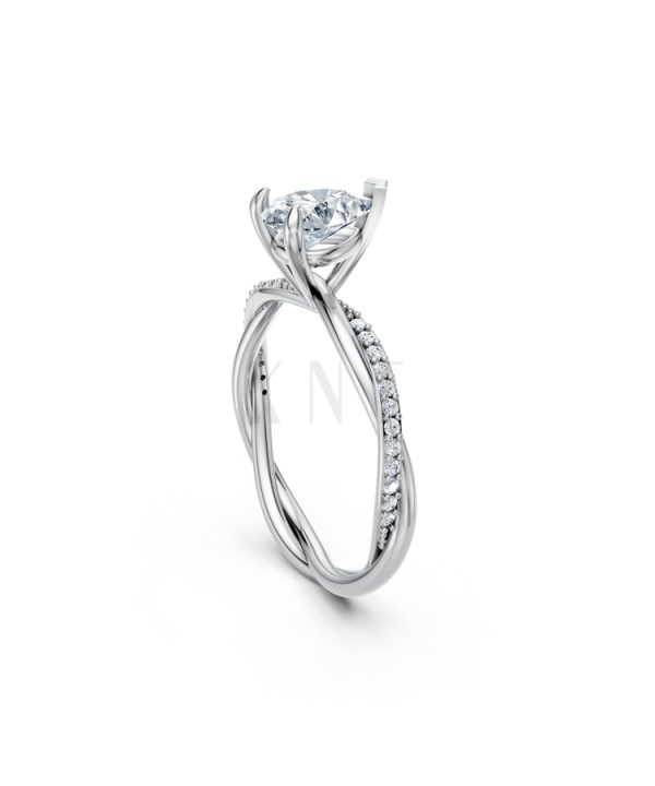 Nhẫn đính hôn đá Moissanite RM7 – AUBREE vàng trắng White Gold vàng sáng, đường nét sắc sảo, tinh tế