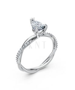 Nhẫn đính hôn đá Moissanite RM7 – AUBREE vàng trắng White Gold kiểu dáng hiện đại, nổi bật