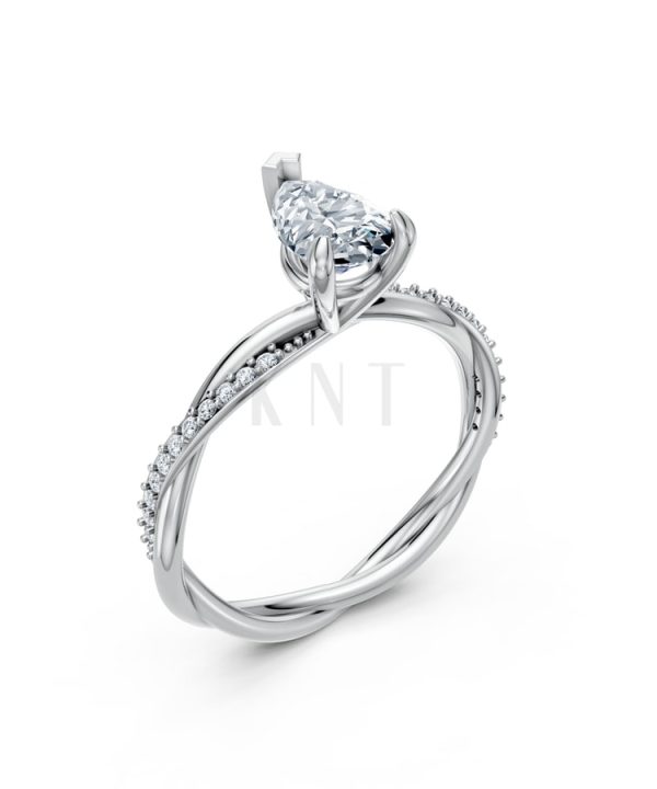 Nhẫn đính hôn đá Moissanite RM7 – AUBREE vàng trắng White Gold kiểu dáng hiện đại, nổi bật