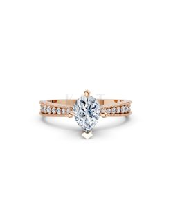 Nhẫn đính hôn đá Moissanite RM8 – ASTRID vàng hồng Rose Gold thiết kế đối xứng, phong cách, ấn tượng