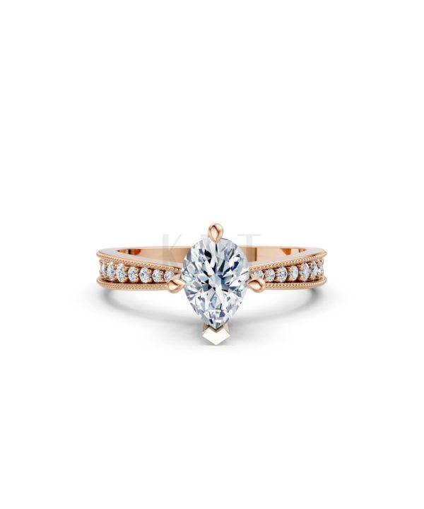 Nhẫn đính hôn đá Moissanite RM8 – ASTRID vàng hồng Rose Gold thiết kế đối xứng, phong cách, ấn tượng