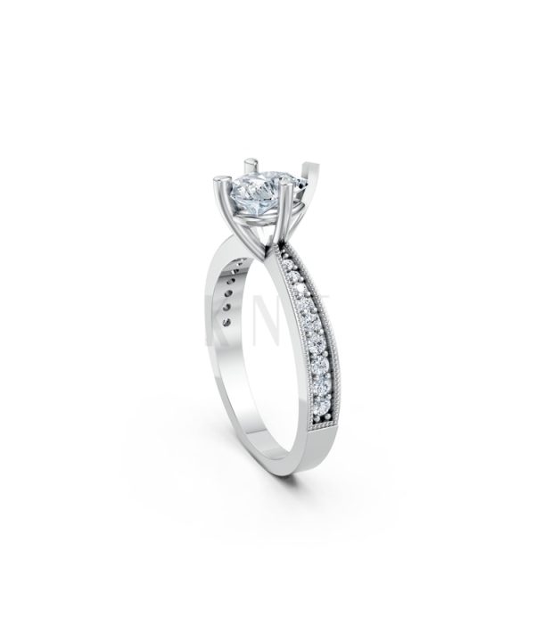 Nhẫn đính hôn đá Moissanite RM8 – ASTRID vàng trắng White Gold vàng sáng, đường nét sắc sảo, tinh tế