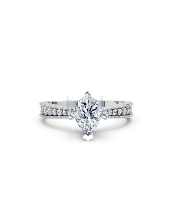 Nhẫn đính hôn đá Moissanite RM8 – ASTRID vàng trắng White Gold thiết kế trẻ trung, hiện đại