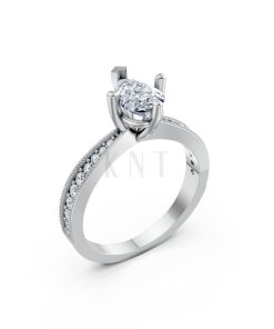 Nhẫn đính hôn đá Moissanite RM8 – ASTRID vàng trắng White Gold kiểu dáng hiện đại, nổi bật