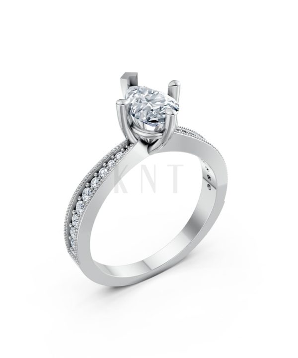 Nhẫn đính hôn đá Moissanite RM8 – ASTRID vàng trắng White Gold kiểu dáng hiện đại, nổi bật