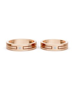 Nhẫn Cưới A100 vàng hồng Rose Gold vàng đẹp, kiểu dáng trẻ trung, độc đáo