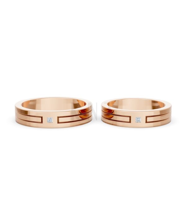 Nhẫn Cưới A100 vàng hồng Rose Gold vàng đẹp, kiểu dáng trẻ trung, độc đáo