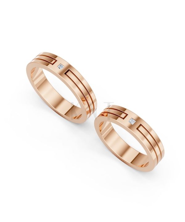 Nhẫn Cưới A100 vàng hồng Rose Gold phong cách trẻ trung, nổi bật