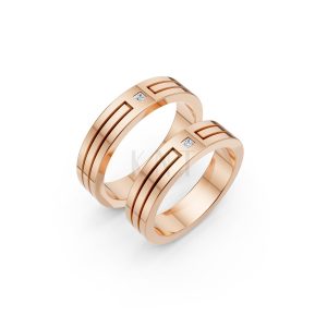 Nhẫn Cưới A100 vàng hồng Rose Gold họa tiết ấn tượng, cá tính