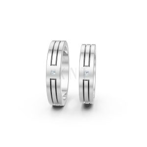 Nhẫn Cưới A100 vàng trắng White Gold vàng sáng, đường nét sắc sảo, tinh tế