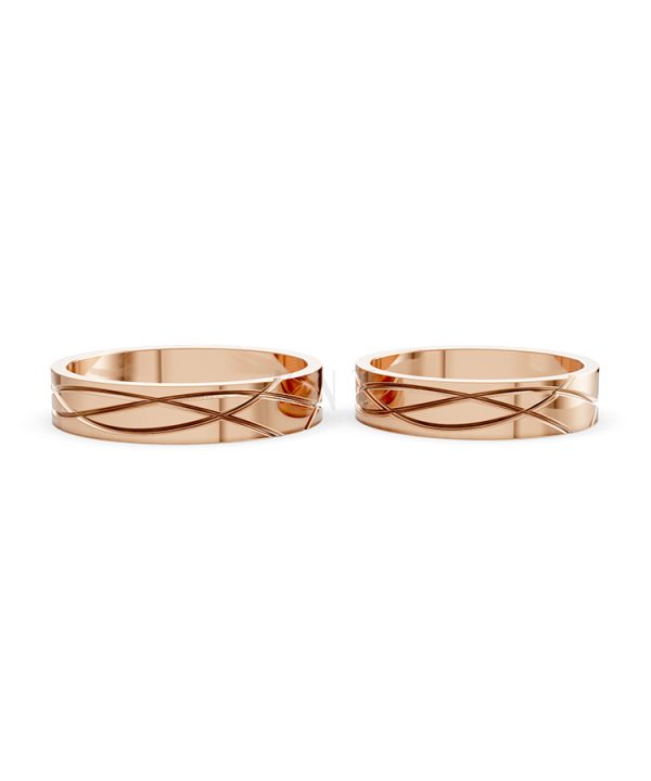 Nhẫn cưới A105 vàng hồng Rose Gold vàng đẹp, kiểu dáng trẻ trung, độc đáo