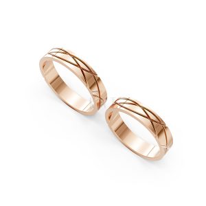 Nhẫn cưới A105 vàng hồng Rose Gold vàng sáng, đường nét sắc sảo, tinh tế