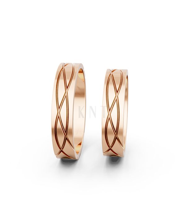 Nhẫn cưới A105 vàng hồng Rose Gold thiết kế đối xứng, phong cách, ấn tượng