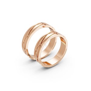 Nhẫn cưới A105 vàng hồng Rose Gold họa tiết ấn tượng, cá tính