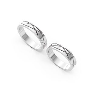 Nhẫn cưới A105 vàng trắng White Gold kiểu dáng cá tính, hiện đại