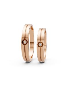Nhẫn cưới A106 vàng hồng Rose Gold vàng đẹp, kiểu dáng trẻ trung, độc đáo