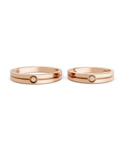 Nhẫn cưới A106 vàng hồng Rose Gold thiết kế đối xứng, phong cách, ấn tượng