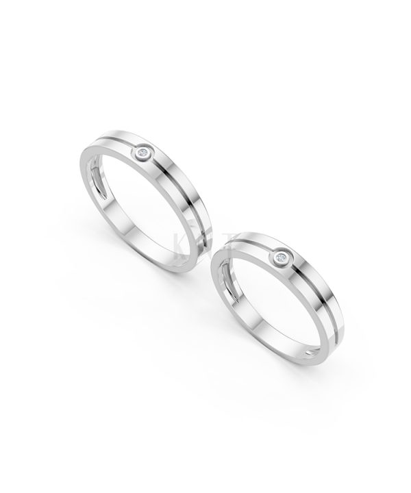 Nhẫn cưới A106 vàng trắng White Gold vàng sáng, đường nét sắc sảo, tinh tế