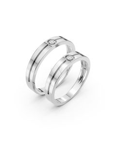 Nhẫn cưới A106 vàng trắng White Gold kiểu dáng hiện đại, nổi bật