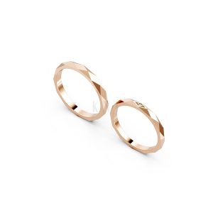 Nhẫn cưới A107 vàng hồng Rose Gold phong cách trẻ trung, nổi bật