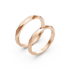 Nhẫn cưới A107 vàng hồng Rose Gold họa tiết ấn tượng, cá tính