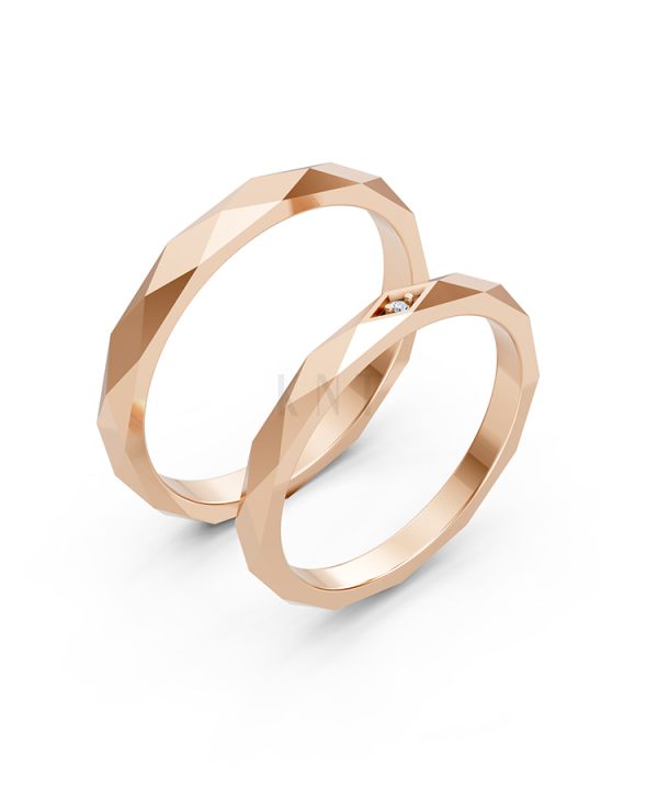 Nhẫn cưới A107 vàng hồng Rose Gold họa tiết ấn tượng, cá tính