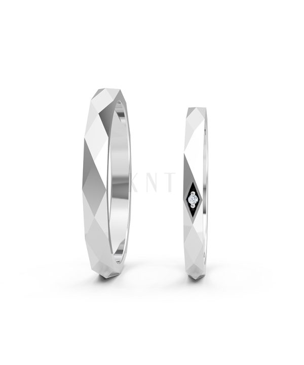 Nhẫn cưới A107 vàng trắng White Gold thiết kế trẻ trung, hiện đại