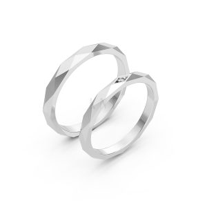 Nhẫn cưới A107 vàng trắng White Gold kiểu dáng hiện đại, nổi bật