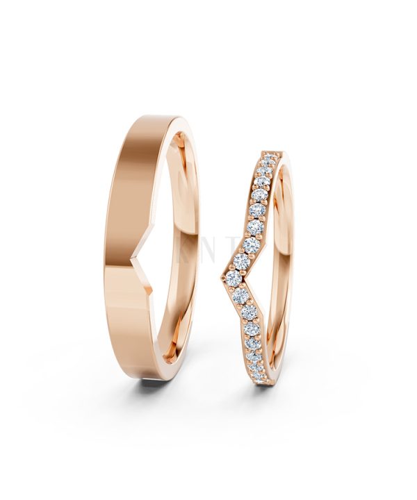 Nhẫn cưới A108 vàng hồng Rose Gold phong cách trẻ trung, nổi bật