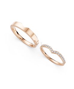 Nhẫn cưới A108 vàng hồng Rose Gold thiết kế đối xứng, phong cách, ấn tượng