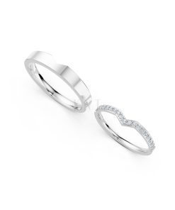 Nhẫn cưới A108 vàng trắng White Gold vàng sáng, đường nét sắc sảo, tinh tế