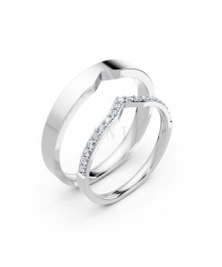 Nhẫn cưới A108 vàng trắng White Gold kiểu dáng hiện đại, nổi bật