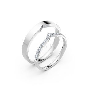 Nhẫn cưới A108 vàng trắng White Gold kiểu dáng hiện đại, nổi bật