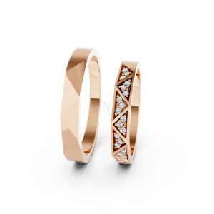 Nhẫn cưới A109 vàng hồng Rose Gold vàng đẹp, kiểu dáng trẻ trung, độc đáo