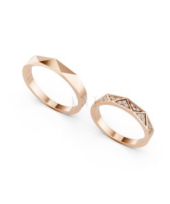 Nhẫn cưới A109 vàng hồng Rose Gold phong cách trẻ trung, nổi bật